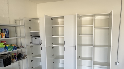 Garage Storage Cabinets - White - Doors Open Photo